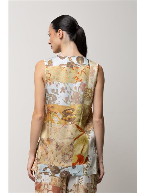 Blusa girocollo con stampa patchwork KAOS | SPJTZ021/5021